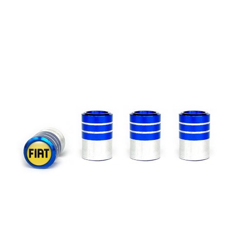 Fiat Blue Valve Caps 4 pcs Yellow Silicone Sticker with Black Logo