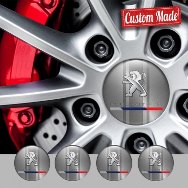 Peugeot Stickers for Wheels Center Caps Brushed Steel Sport Edition