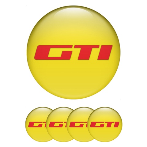Peugeot Wheel Stickers for Center Caps Yellow Fill Red GTI Edition