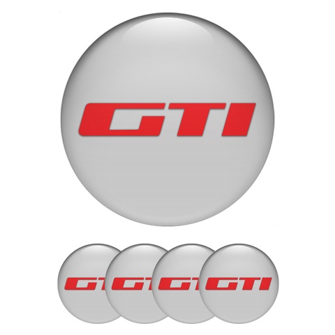 Peugeot Center Caps Wheel Emblem Grey Fill Red GTI Logo Design