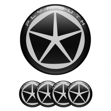 Plymouth Wheel Emblem for Center Caps Black Fill Grey Star Edition