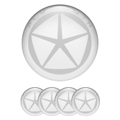 Plymouth Center Caps Wheel Emblem White Ring Grey Star Design