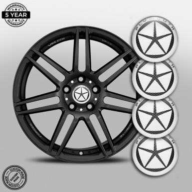 Plymouth Stickers for Wheels Center Caps White Ring Steel Star Design