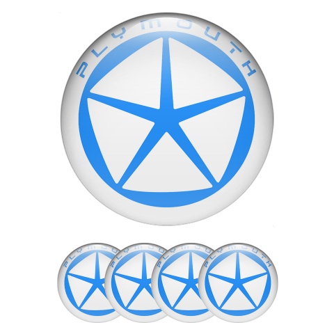 Plymouth Emblem for Wheel Center Caps White Ring Blue Star Logo
