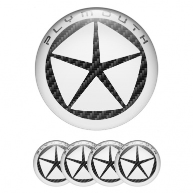 Plymouth Emblems for Center Wheel Caps White Ring Black Carbon Star