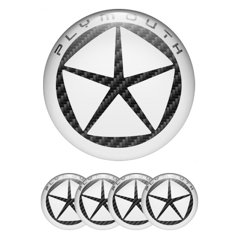 Plymouth Emblems for Center Wheel Caps White Ring Black Carbon Star