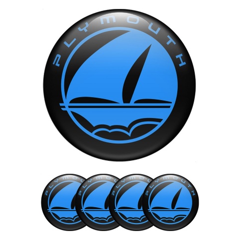 Plymouth Emblem for Wheel Center Caps Black Base Blue Mayflower Edition