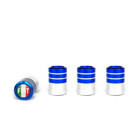 Fiat Blue Valve Caps Chrome 4 pcs Italy Flag Silicone Sticker