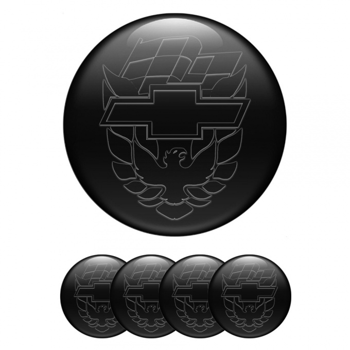 Pontiac Wheel Stickers for Center Caps Black Motif Dark Firebird Logo