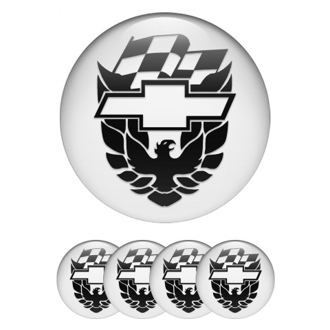 Pontiac Silicone Stickers for Wheel Caps White Motif Black Firebird Logo