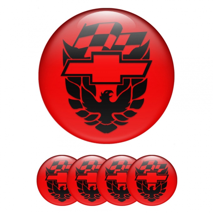 Pontiac Wheel Emblem for Center Caps Red Motif Black Firebird Edition