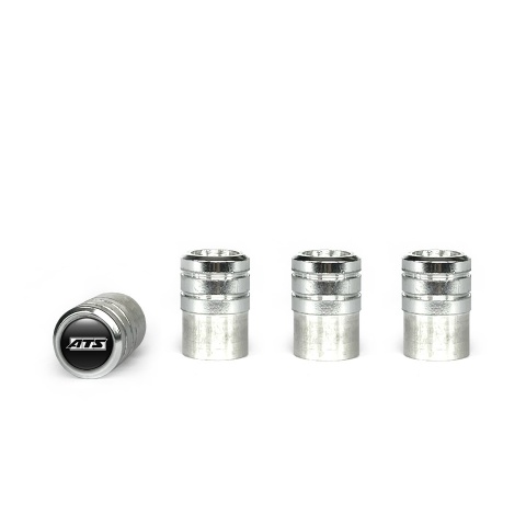 ATS Valve Caps Aluminum 4 pcs Black Silicone Sticker with White Logo