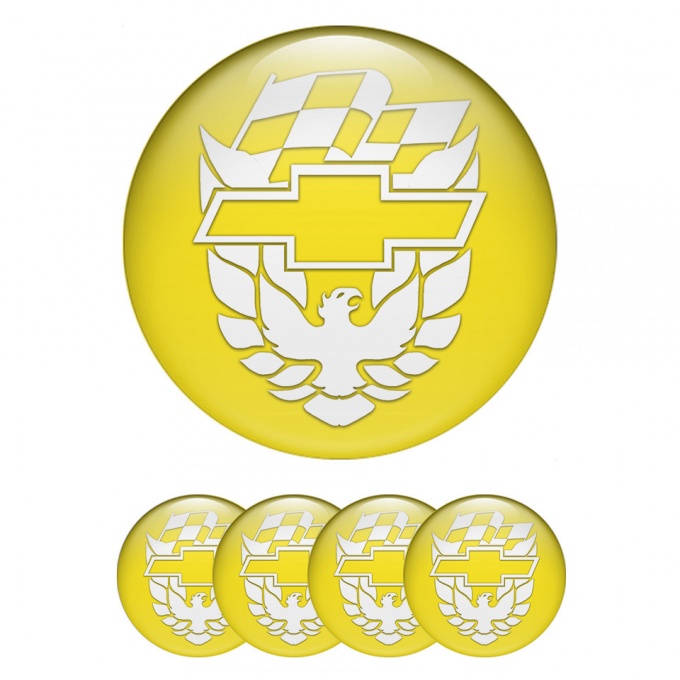 Pontiac Silicone Stickers for Center Wheel Caps Yellow White Firebird Edition