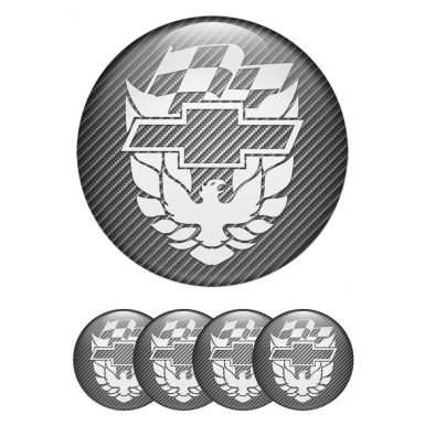 Pontiac Wheel Emblem for Center Caps Carbon White Firebird Logo