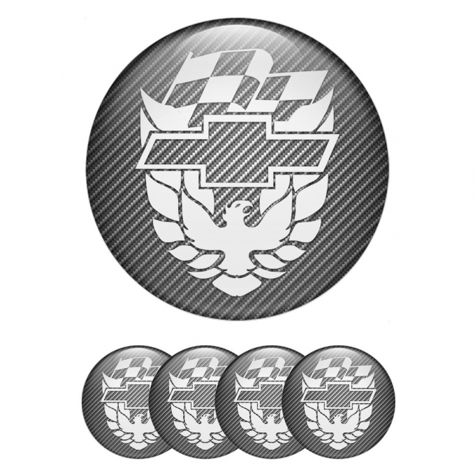 Pontiac Wheel Emblem for Center Caps Carbon White Firebird Logo