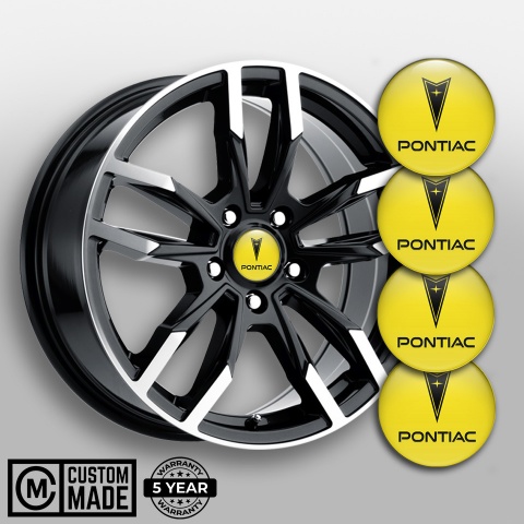 Pontiac Emblems for Center Wheel Caps Yellow Fill Classic Logo Edition