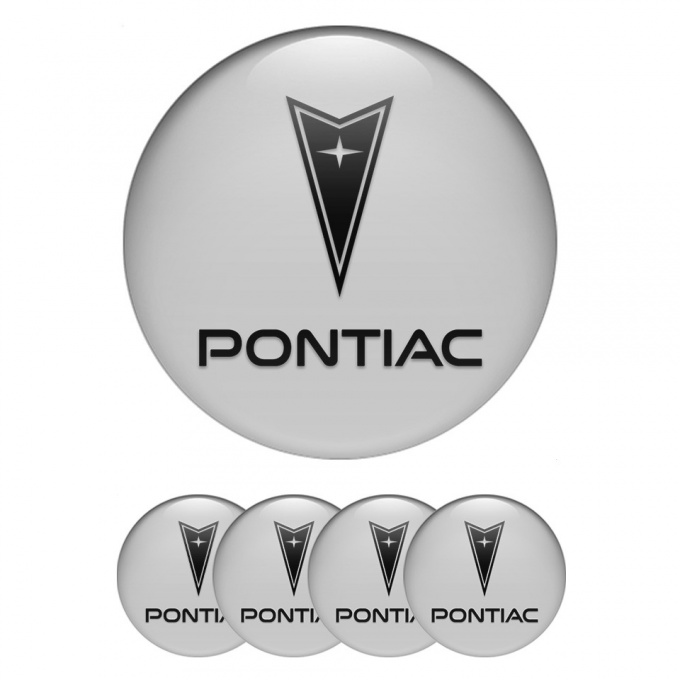 Pontiac Wheel Stickers for Center Caps Grey Base Classic Logo Motif