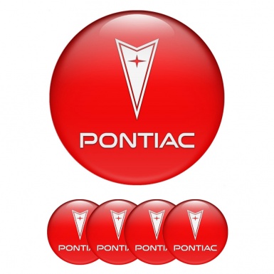 Pontiac Stickers for Wheels Center Caps Crimson Base Clean White Logo