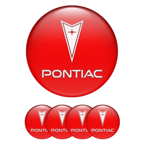 Pontiac Stickers for Wheels Center Caps Crimson Base Clean White Logo