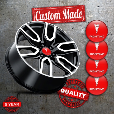 Pontiac Stickers for Wheels Center Caps Crimson Base Clean White Logo