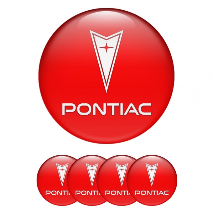 Pontiac Stickers for Wheels Center Caps Crimson Base Clean White Logo