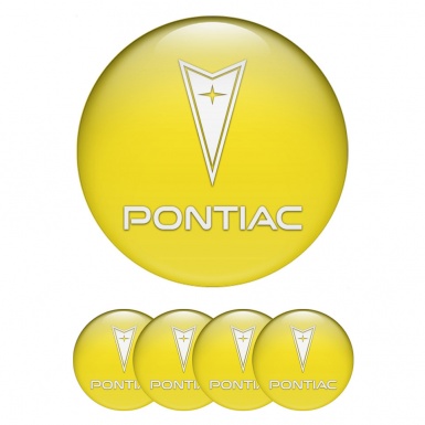 Pontiac Emblem for Wheel Center Caps Yellow Fill Classic White Logo
