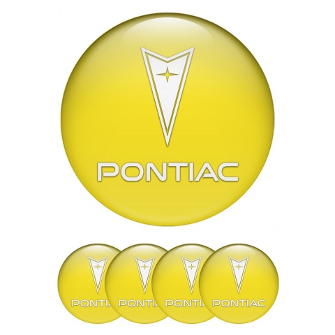 Pontiac Emblem for Wheel Center Caps Yellow Fill Classic White Logo