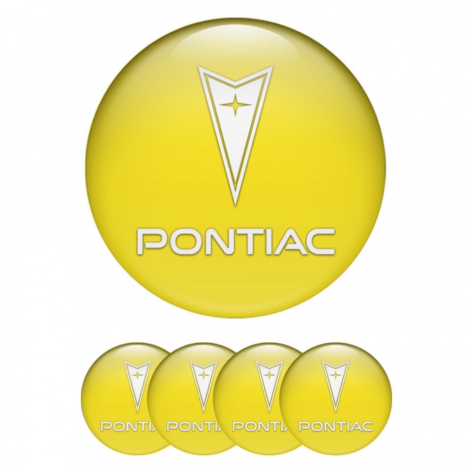 Pontiac Emblem for Wheel Center Caps Yellow Fill Classic White Logo