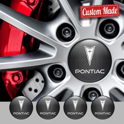 Pontiac Wheel Stickers for Center Caps Dark Shade Fill White Logo Design