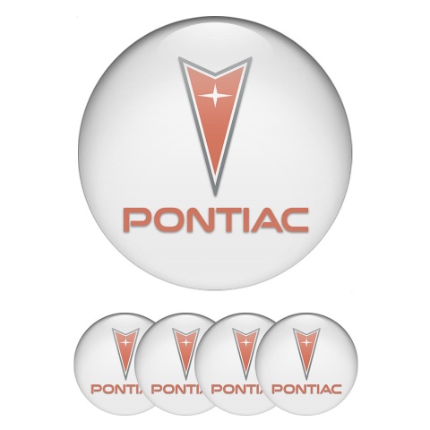 Pontiac Silicone Stickers for Center Wheel Caps White Base Red Logo
