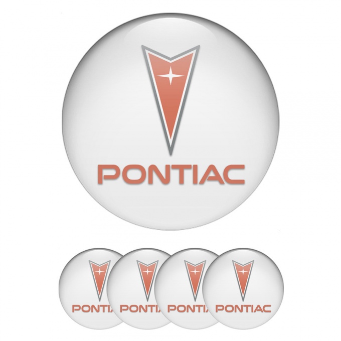 Pontiac Silicone Stickers for Center Wheel Caps White Base Red Logo