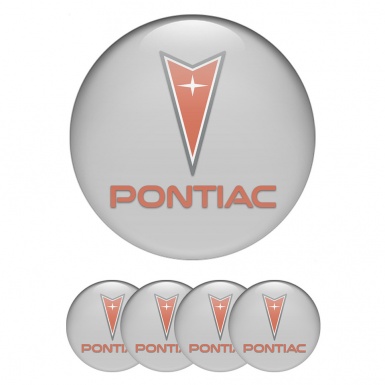 Pontiac Stickers for Wheels Center Caps Grey Background Red Logo Design