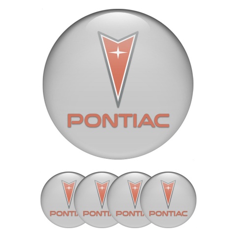 Pontiac Stickers for Wheels Center Caps Grey Background Red Logo Design