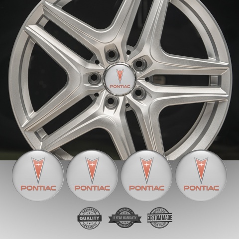 Pontiac Stickers for Wheels Center Caps Grey Background Red Logo Design