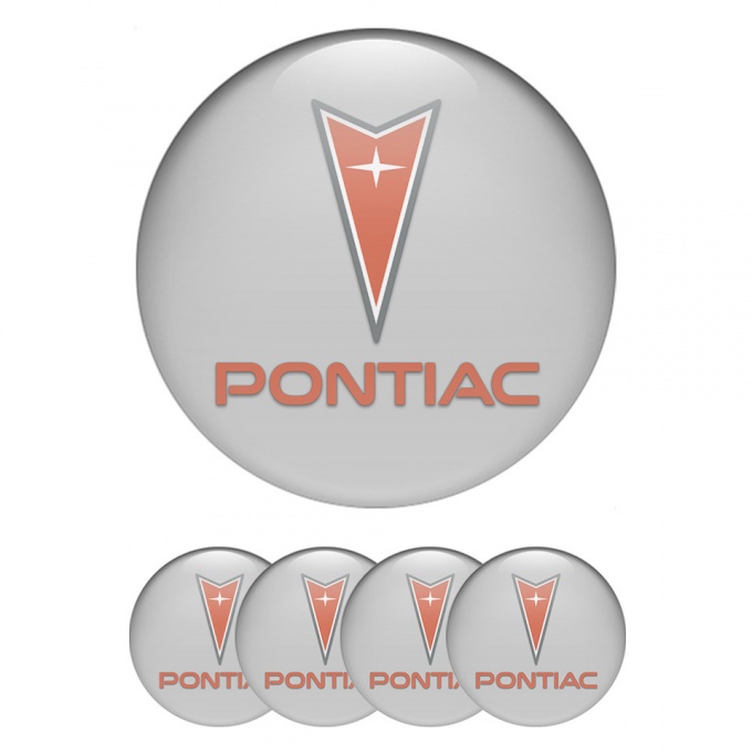 Pontiac Stickers for Wheels Center Caps Grey Background Red Logo Design