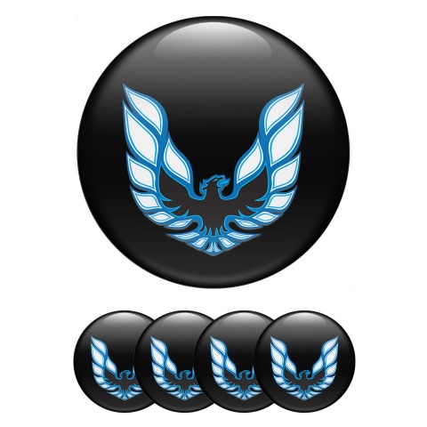 Pontiac Center Wheel Caps Stickers Black Base Blue Firebird Edition