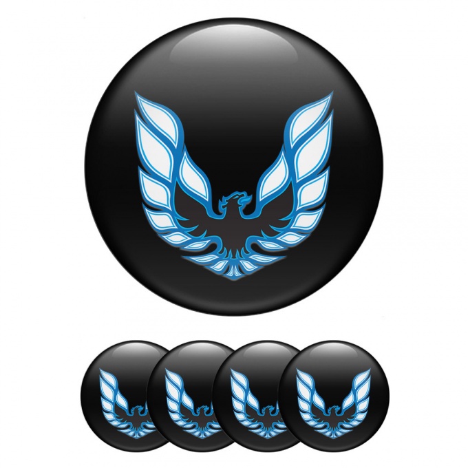 Pontiac Center Wheel Caps Stickers Black Base Blue Firebird Edition