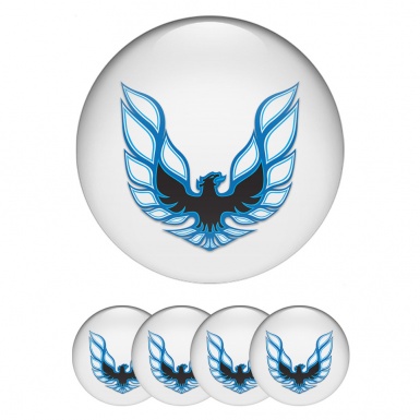 Pontiac Stickers for Center Wheel Caps White Base Blue Firebird Edition