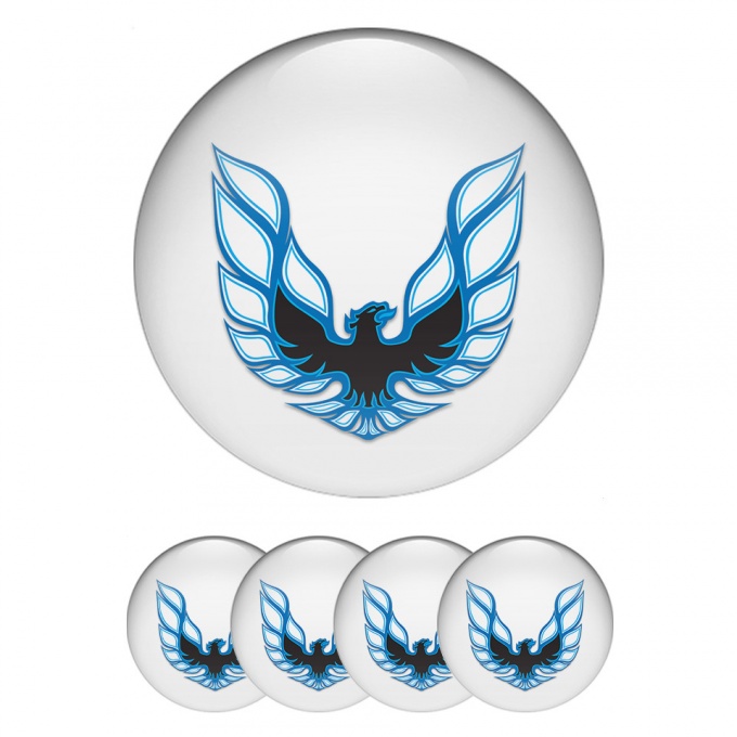 Pontiac Stickers for Center Wheel Caps White Base Blue Firebird Edition
