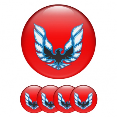 Pontiac Stickers for Center Wheel Caps Red Base Blue Firebird Logo
