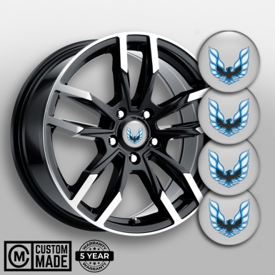 Pontiac Wheel Emblem for Center Caps Grey Fill Blue Firebird Edition