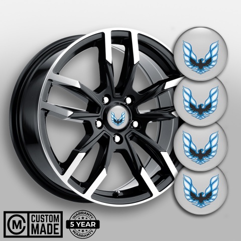 Pontiac Wheel Emblem for Center Caps Grey Fill Blue Firebird Edition