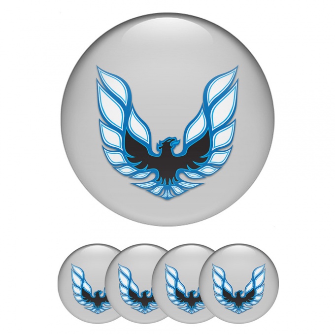 Pontiac Wheel Emblem for Center Caps Grey Fill Blue Firebird Edition