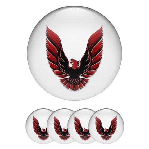 Pontiac Center Wheel Caps Stickers White Fill Red Firebird Art Edition