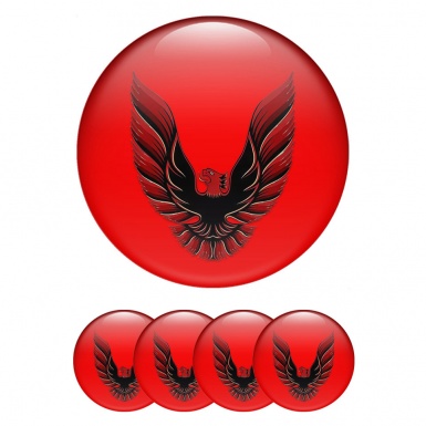 Pontiac Emblems for Center Wheel Caps Crimson Fill Red Firebird Art Design