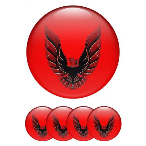 Pontiac Emblems for Center Wheel Caps Crimson Fill Red Firebird Art Design