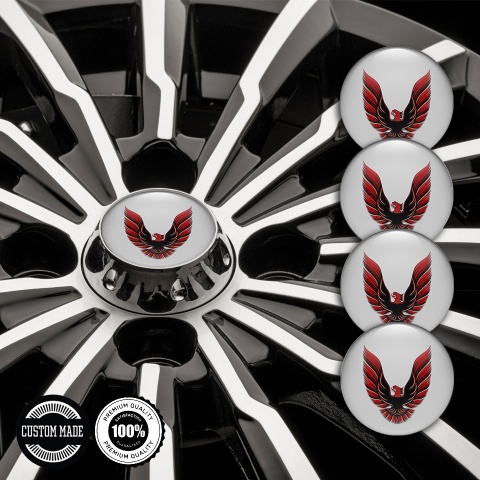 Pontiac Stickers for Center Wheel Caps Grey Base Red Firebird Art Design