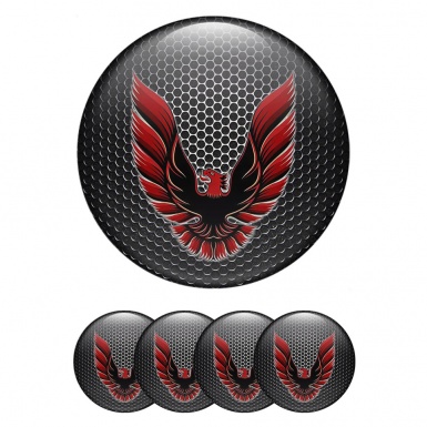 Pontiac Stickers for Wheels Center Caps Steel Mesh Red Firebird Art Logo