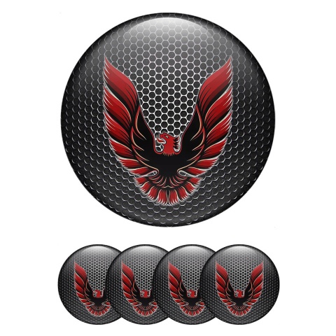 Pontiac Stickers for Wheels Center Caps Steel Mesh Red Firebird Art Logo