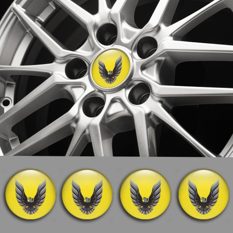 Pontiac Emblems for Center Wheel Caps Yellow Artistic Firebird Design